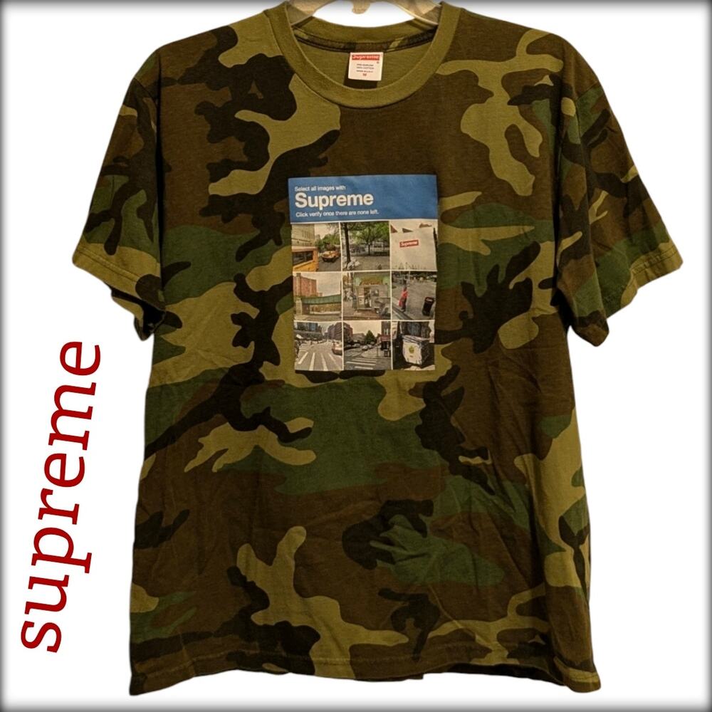 SUPREME Verify T-shirt in Woodland Camo Green Men's Medium